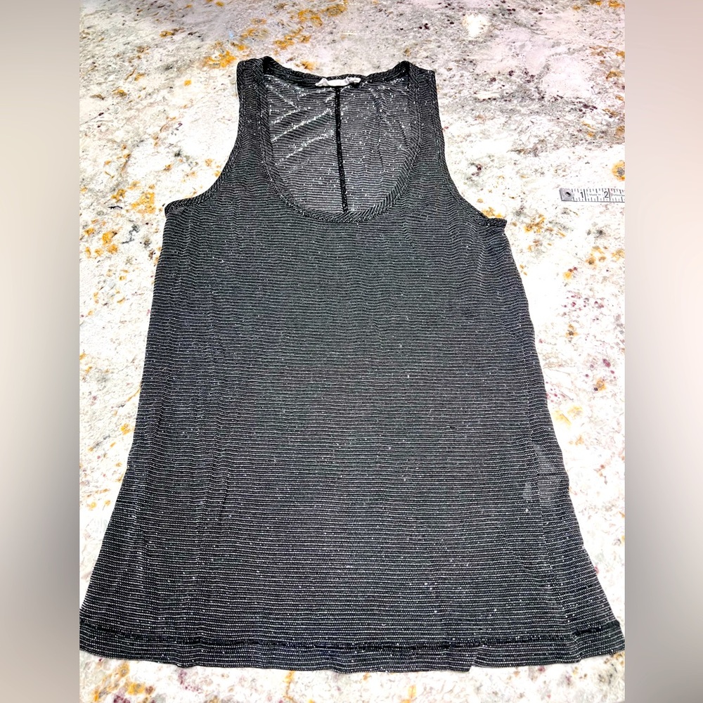 Rag & Bone Black and Silver Sheer Tank Top - Size XS
